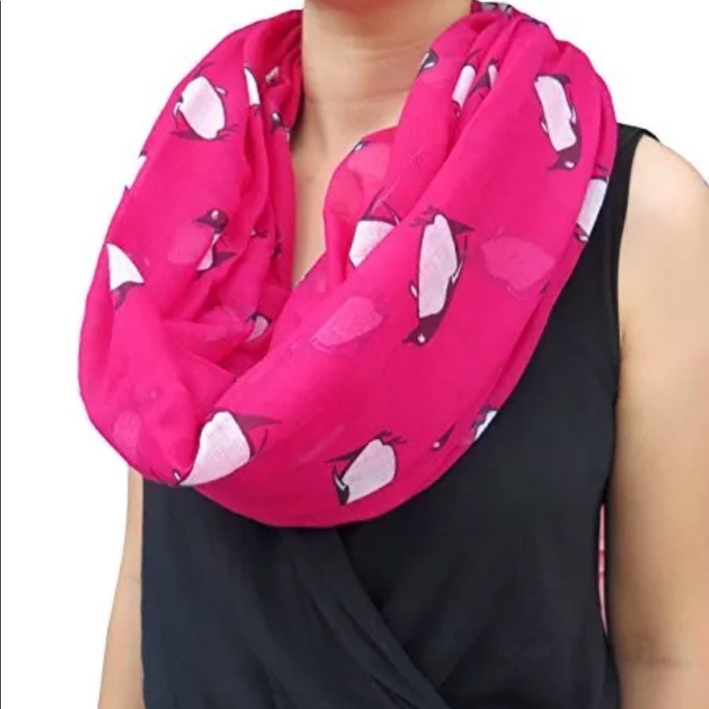 Hot pink infinity Penguin scarf